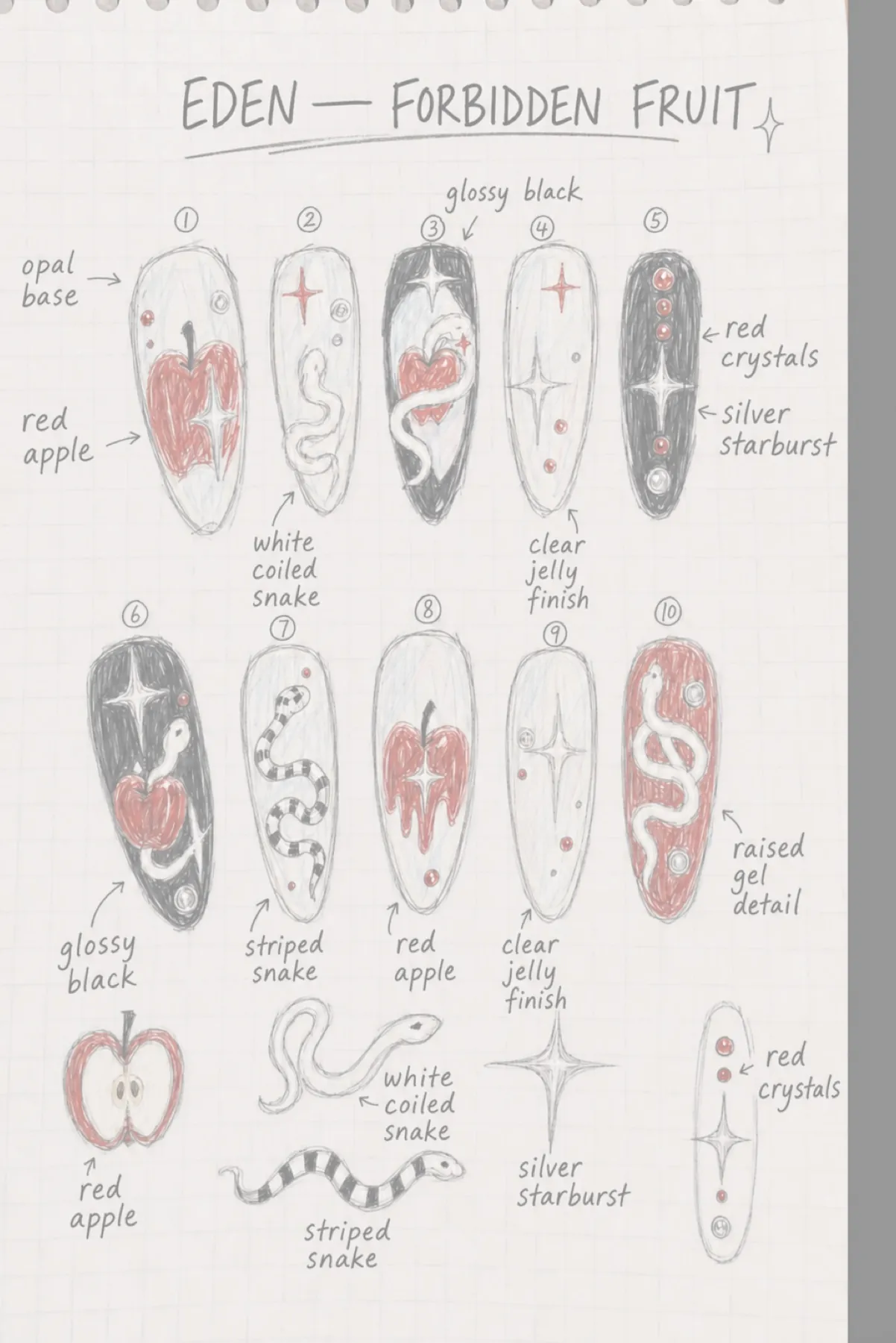 Forbidden fruit nail sketch study