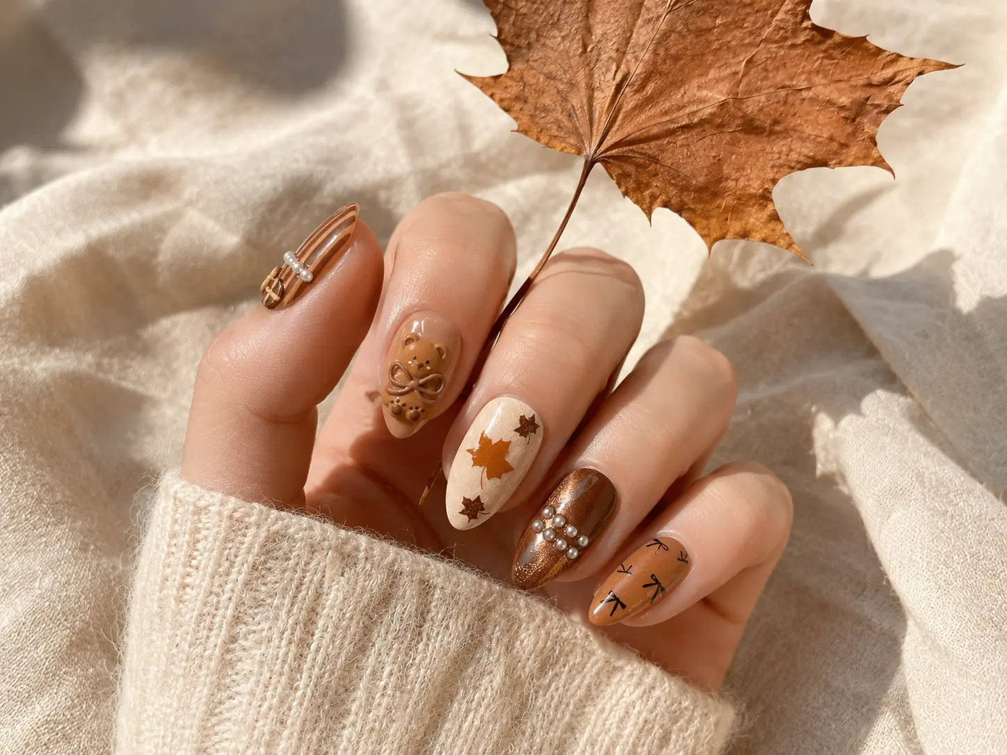 Autumn manicure model photograph: Maple afternoon